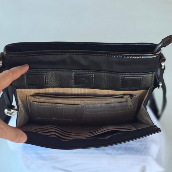 Brighton Twister Black Dual Zip Microfiber Purse Wallet Organizer Crossbody Bag - Picture 7 of 16